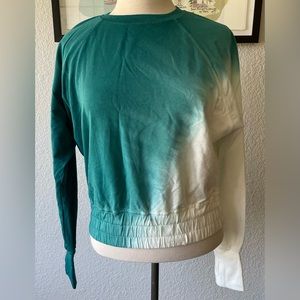 JoyLab Lightweight Ombre Cropped Fit Teal Sweatshirt